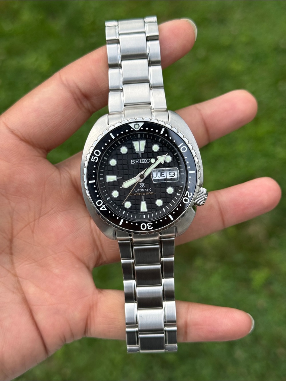 Seiko Black and Silver King Turtle Prospex Stainless Steel Diver Watch Men’s